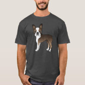 Brindle en White Boston Terrier Dog Illustratie T-shirt (Voorkant)