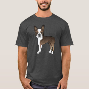 Brindle en White Boston Terrier Dog Illustratie T-shirt
