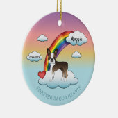 Brindle en White Boston Terrier Rainbow Memorial Keramisch Ornament (Rechts)