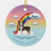 Brindle en White Boston Terrier Rainbow Memorial Keramisch Ornament (Voorkant)