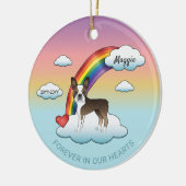 Brindle en White Boston Terrier Rainbow Memorial Keramisch Ornament (Links)
