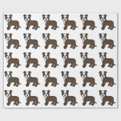 Brindle en White Staffie Cute Cartoon Dog Pattern Cadeaupapier (Vlak)