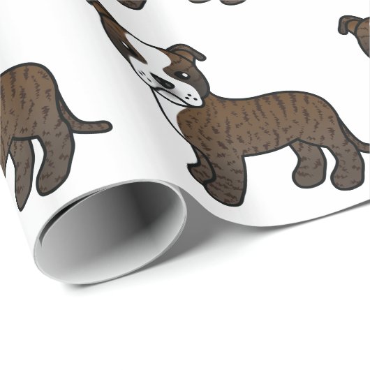 Brindle en White Staffie Cute Cartoon Dog Pattern Cadeaupapier (Rol Hoek)