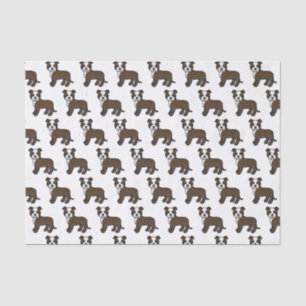 Brindle en White Staffie Cute Cartoon Dog Pattern Tissuepapier