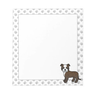 Brindle en wit Engels Staffie Schattigee cartoon h Notitieblok