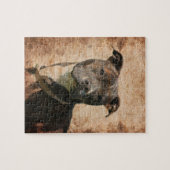 Brindle en witte Pitbull Legpuzzel (Horizontaal)