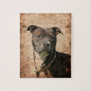 Brindle en witte Pitbull Legpuzzel