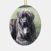Brindle Engelse mastiff in het gras Keramisch Ornament (Rechts)