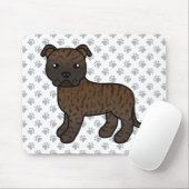 Brindle English Staffie Cute Cartoon Dog & Paws Muismat (Met muis)