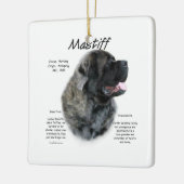 Brindle Fluffy Mastiff Geschiedenis Keramisch Ornament (Links)