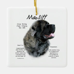 Brindle Fluffy Mastiff Geschiedenis Keramisch Ornament
