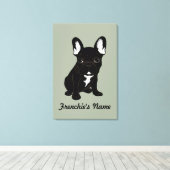 Brindle Franse Bulldog (aangepaste naam) Canvas Afdruk (Insitu (Houten vloer))