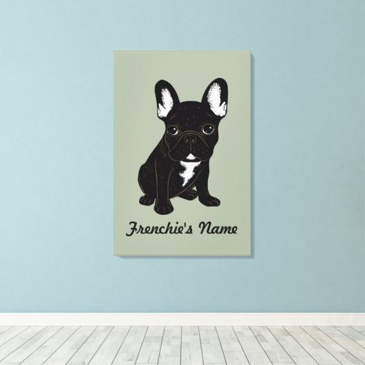 Brindle Franse Bulldog (aangepaste naam) Canvas Afdruk (Insitu (Houten vloer))