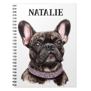 Brindle Franse Bulldog Portret gepersonaliseerd Notitieboek