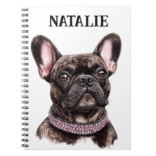 Brindle Franse Bulldog Portret gepersonaliseerd Notitieboek (Voorkant)