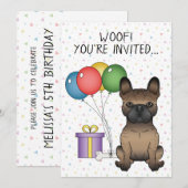 Brindle French Bulldog Cute Cartoon Dog Birthday Kaart (Voorkant / Achterkant)