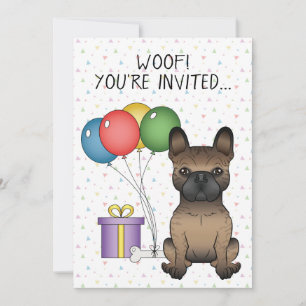 Brindle French Bulldog Cute Cartoon Dog Birthday Kaart