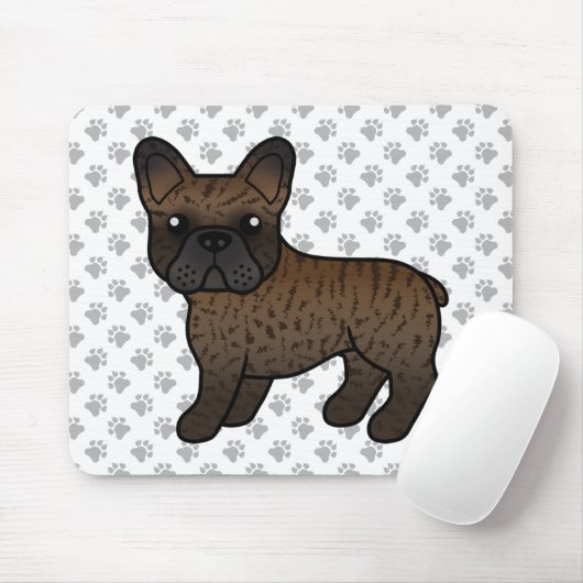Brindle French Bulldog Cute Cartoon Dog Muismat (Met muis)