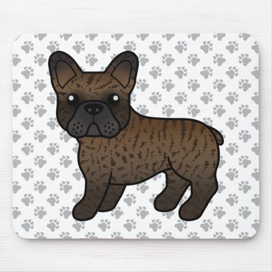 Brindle French Bulldog Cute Cartoon Dog Muismat (Voorkant)