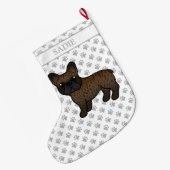 Brindle French Bulldog Cute Cartoon Dog & Name Grote Kerstsok (Achterkant (Hangend))