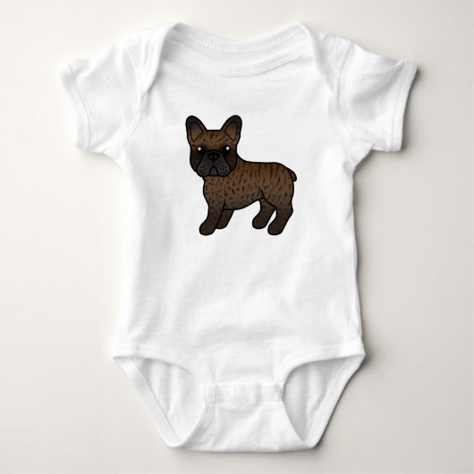 Brindle French Bulldog Cute Cartoon Dog Romper (Voorkant)