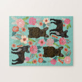 Brindle French Bulldog  Florals Legpuzzel (Horizontaal)