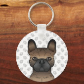 Brindle French Bulldog / Frenchie Cute Dog Head Sleutelhanger (Voorkant)
