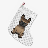 Brindle French Bulldog / Frenchie Cute Dog & Name Grote Kerstsok (Voorkant (Hangend))