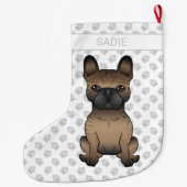 Brindle French Bulldog / Frenchie Cute Dog & Name Grote Kerstsok (Achterkant)