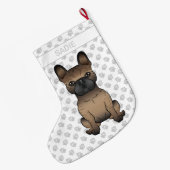 Brindle French Bulldog / Frenchie Cute Dog & Name Grote Kerstsok (Achterkant (Hangend))