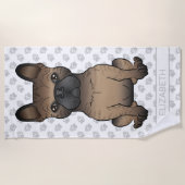 Brindle French Bulldog / Frenchie Cute Dog & Name Strandlaken (Voorkant)