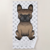 Brindle French Bulldog / Frenchie Cute Dog & Name Strandlaken (Voorkant)