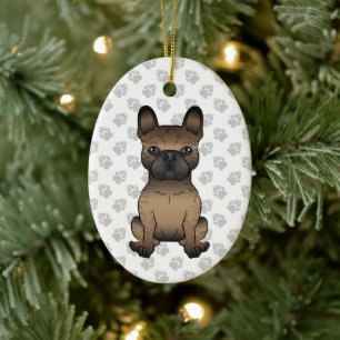Brindle French Bulldog / Frenchie Cute Dog & Text Keramisch Ornament