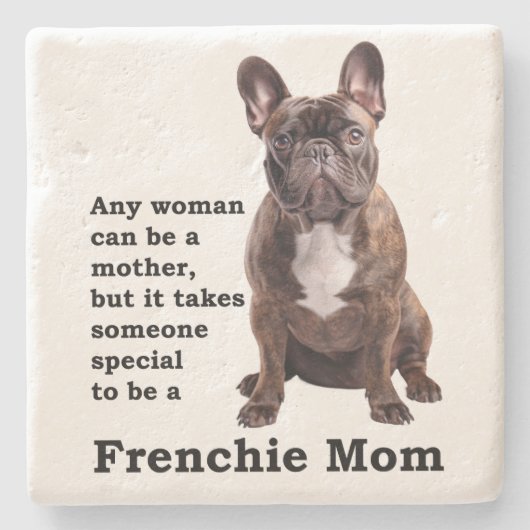 Brindle French Bulldog mama Stenen Onderzetter (Voorkant)