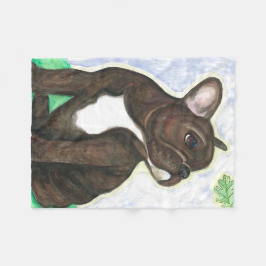Brindle French Bulldog pup fleece deken (Voorkant (Horizontaal))