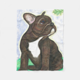 Brindle French Bulldog pup fleece deken