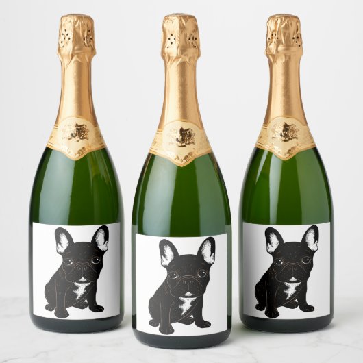 Brindle French Bulldog Sparkling Wijnetiket (Flessen)