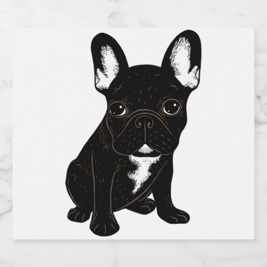 Brindle French Bulldog Sparkling Wijnetiket (Enkel label)