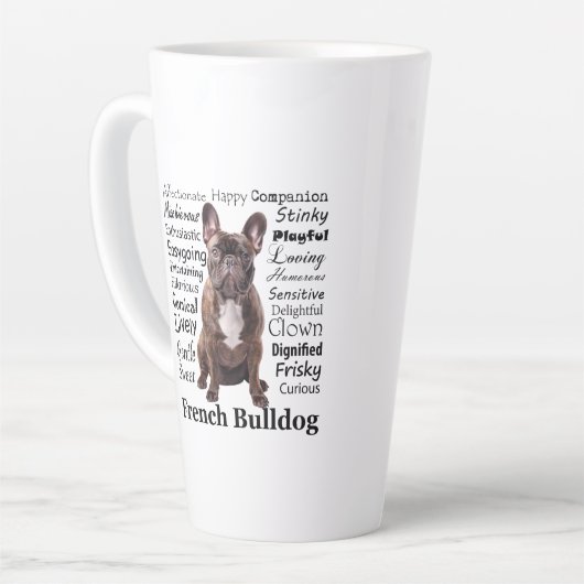 Brindle French Bulldog Traits Latte Mok (Linkerhoek)