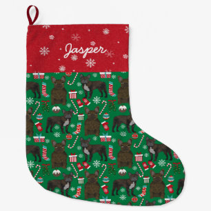 Brindle Frenchie Custom name dog kerstmis Grote Kerstsok