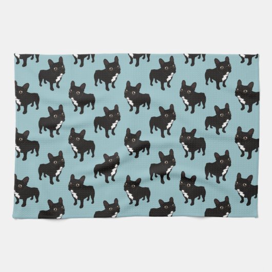 Brindle Frenchie gaat graag wandelen Theedoek (Horizontaal)