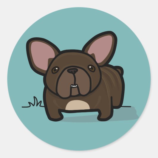 Brindle Frenchie Ronde Sticker (Voorkant)