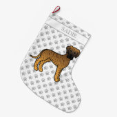 Brindle Great Dane Cute Cartoon Dog & Name Grote Kerstsok (Voorkant (Hangend))