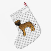 Brindle Great Dane Cute Cartoon Dog & Name Grote Kerstsok (Achterkant (Hangend))