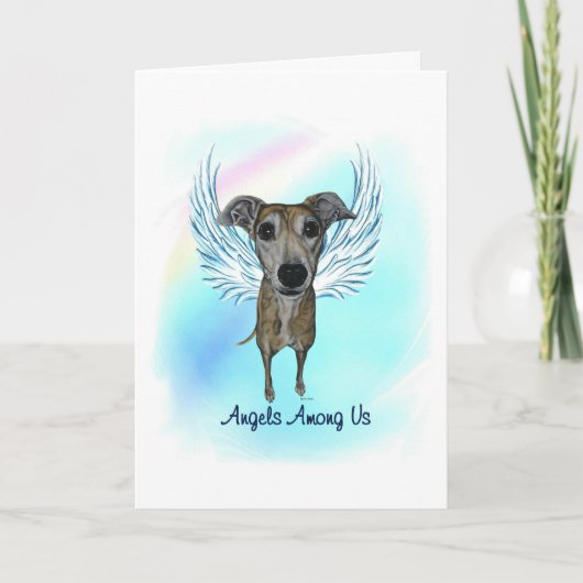 Brindle Greyhound Angel Dog Pet Loss Sympathy Card Bedankkaart (Voorkant)