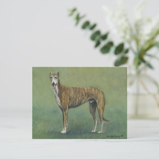 "Brindle Greyhound" Briefkaart van de Dog Art (Staand voorkant)