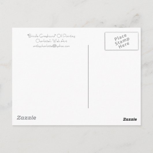 "Brindle Greyhound" Briefkaart van de Dog Art (Achterkant)