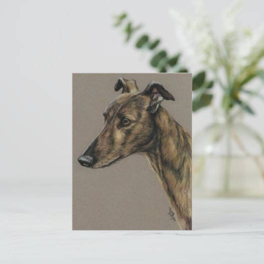 "Brindle Greyhound" Briefkaart van de Dog Art (Staand voorkant)