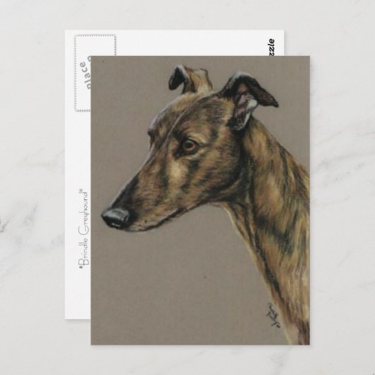 "Brindle Greyhound" Briefkaart van de Dog Art (Voorkant / Achterkant)