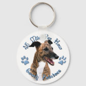 Brindle Greyhound Couch Potato Sleutelhanger (Voorkant)
